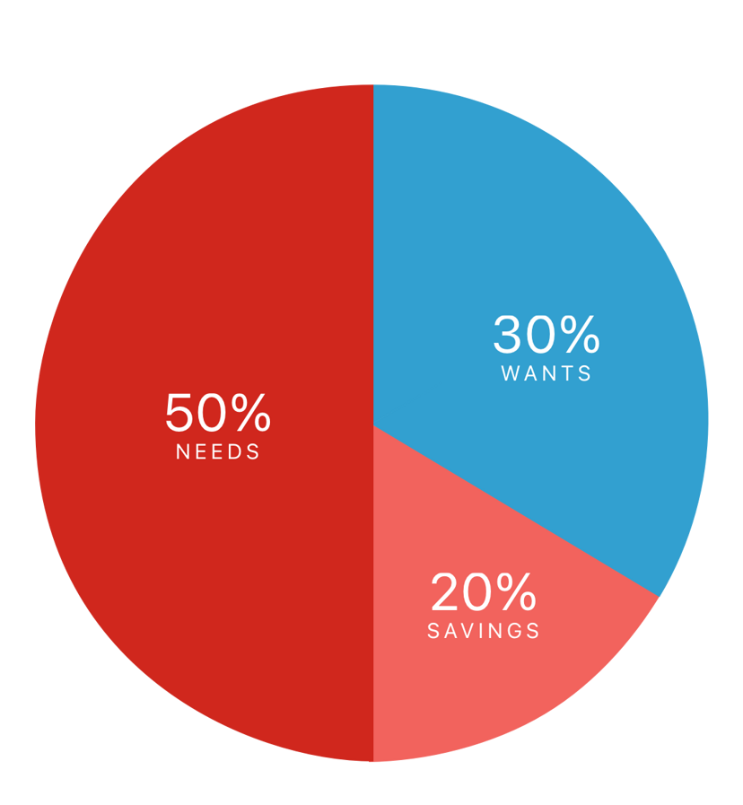 50 30 20 budget rule pie chart